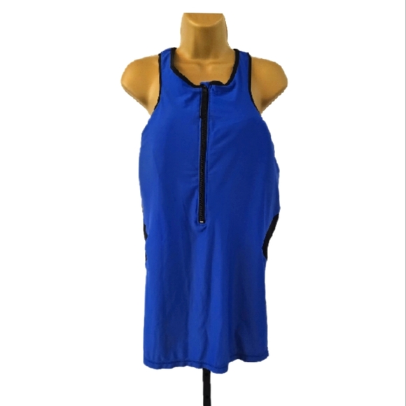 Livi Active Tops - Livi Active Racerback Lycra Spandex Blend Royal Blue Black Tank Plus 24